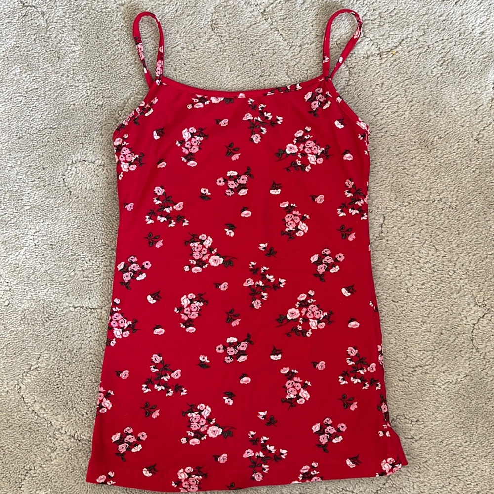 Red flower tank top
